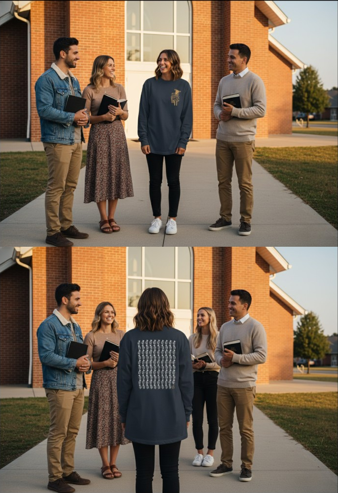 Spark Life navy long sleeve, front and back