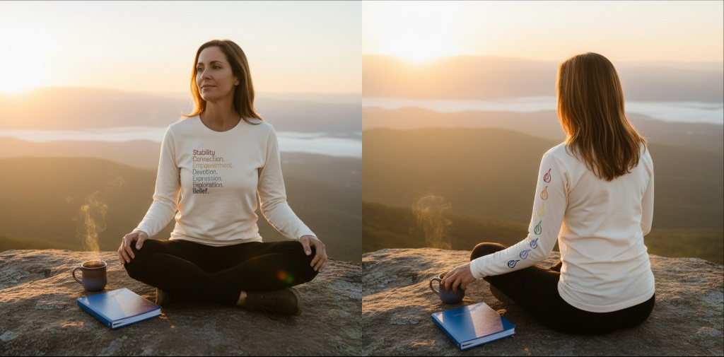 21 Aspects cream long sleeve, front and back